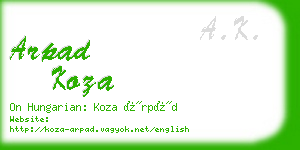 arpad koza business card